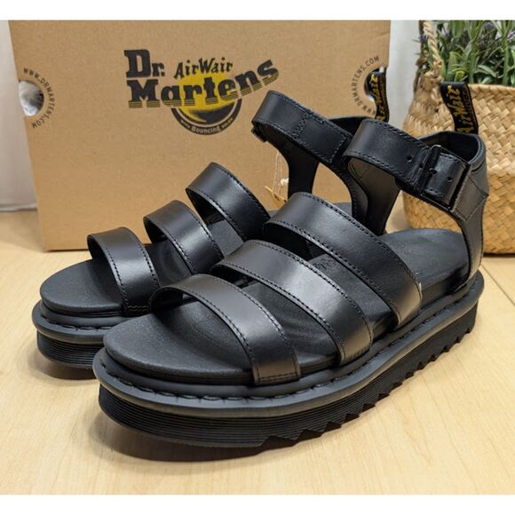 Dr. Martens Blaire Black Brando Leather Strap Fisherman Sandals UK 8 NIB - Picture 3 of 14